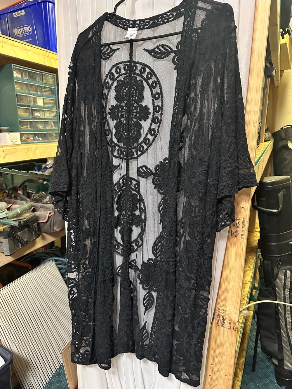 💐Black Lace Sheer Kimono Cover-Up
